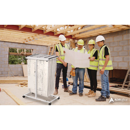 Blueprint Storage Cabinet Steel Vertical Plan Center, Assorted Document Sizes, 15" x 27" to 47.25" x 32.5" to 57", White