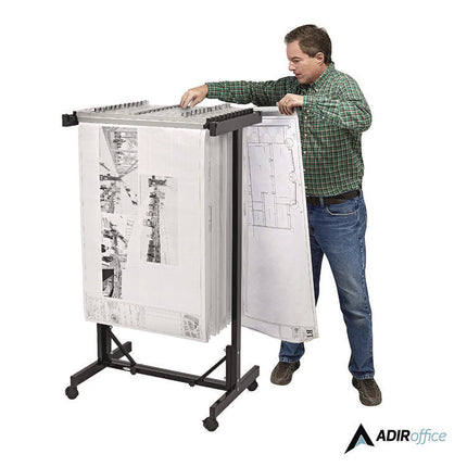 Expandable Blueprint Storage Cabinet Mobile Plan Center, Assorted Document Sizes, 20.5" x 28" to 46.5" x 50.75", Black