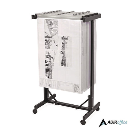 Expandable Blueprint Storage Cabinet Mobile Plan Center, Assorted Document Sizes, 20.5" x 28" to 46.5" x 50.75", Black