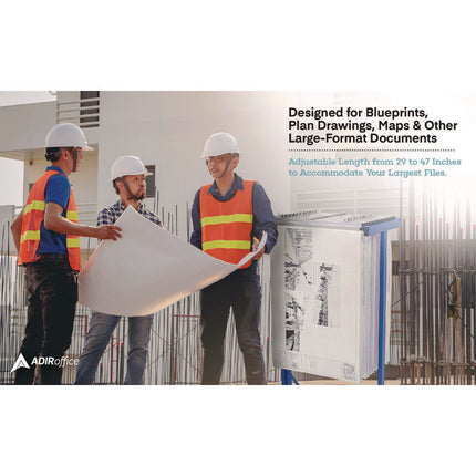 Expandable Blueprint Storage Cabinet Mobile Plan Center, Assorted Document Sizes, 20.5" x 28" to 46.5" x 50.75", Blue