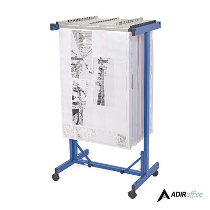 Expandable Blueprint Storage Cabinet Mobile Plan Center, Assorted Document Sizes, 20.5" x 28" to 46.5" x 50.75", Blue