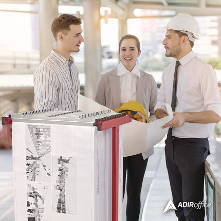 Expandable Blueprint Storage Cabinet Mobile Plan Center, Assorted Document Sizes, 20.5" x 28" to 46.5" x 50.75", Red