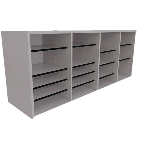 Wood Adjustable 24 Compartment Literature Organizer, 24 Sections, Letter Size, 39.3 x 11.8 x 16.3, White