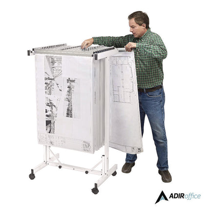 Expandable Blueprint Storage Cabinet Mobile Plan Center, Assorted Document Sizes, 20.5" x 28" to 46.5" x 50.75", White