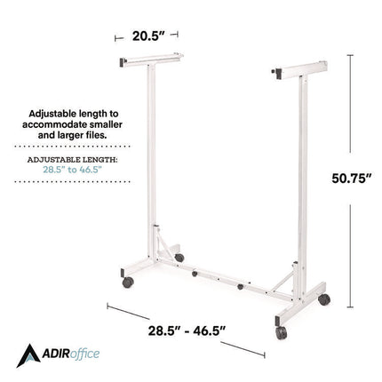 Expandable Blueprint Storage Cabinet Mobile Plan Center, Assorted Document Sizes, 20.5" x 28" to 46.5" x 50.75", White