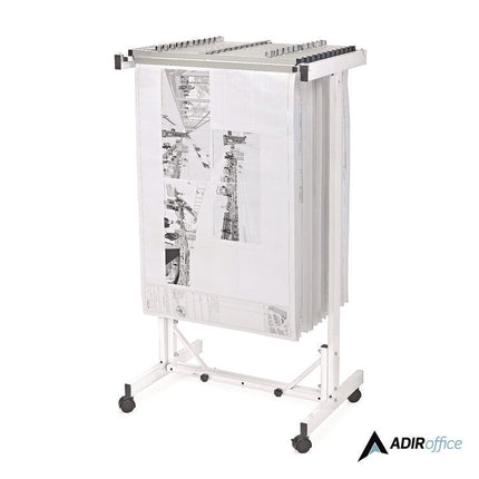 Expandable Blueprint Storage Cabinet Mobile Plan Center, Assorted Document Sizes, 20.5" x 28" to 46.5" x 50.75", White
