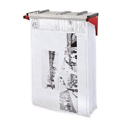 Drop Lift Blueprint Storage Wall Rack, Assorted Document Sizes Accommodated, 7.9" x 1.2" x 7.1", Red