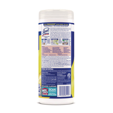 Disinfecting Wipes, 1-Ply, 7 x 7.25, Lemon and Lime Blossom, White, 35 Wipes/Canister, 12 Canisters/Carton