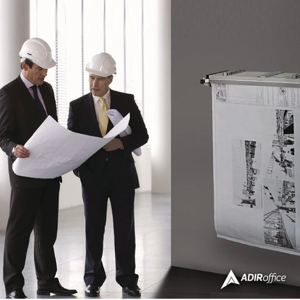 Drop Lift Blueprint Storage Wall Rack, Assorted Document Sizes Accommodated, 7.9" x 1.2" x 7.1", White