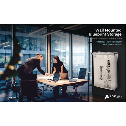 Drop Lift Blueprint Storage Wall Rack, Assorted Document Sizes Accommodated, 7.9" x 1.2" x 7.1", White