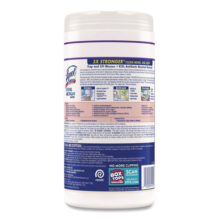 Dual Action Disinfecting Wipes, 1-Ply, 7 x 7.5, Citrus, White/Purple, 75/Canister