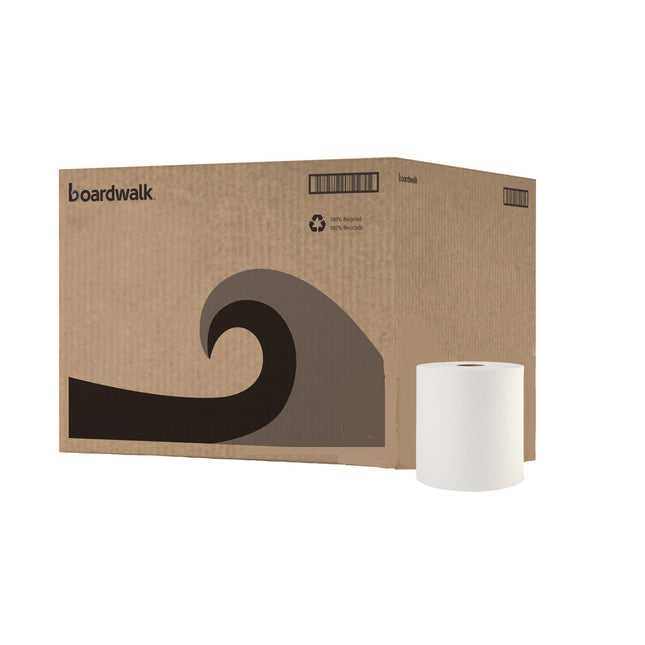 Hardwound Paper Towels, 1-Ply, 8" x 800 ft, White, 6 Rolls/Carton