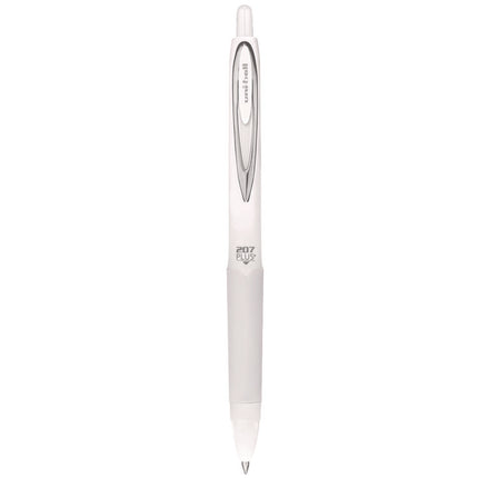 207 Plus+ Gel Pen, Retractable, Medium 0.7 mm, Black Ink, White Barrel, Dozen