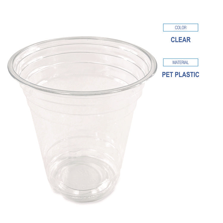 Clear Plastic Cold Cups, Squat, 12 oz, 1,000/Carton