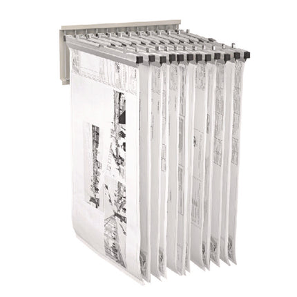Large File Blueprint Pivot Wall Rack, Assorted Document Sizes Accommodated, 11" x 15.8" x 23.9", Gray