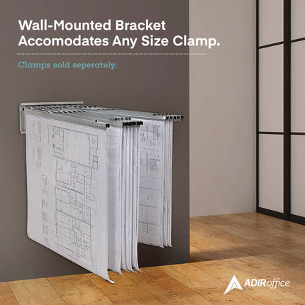 Large File Blueprint Pivot Wall Rack, Assorted Document Sizes Accommodated, 11" x 15.8" x 23.9", Gray