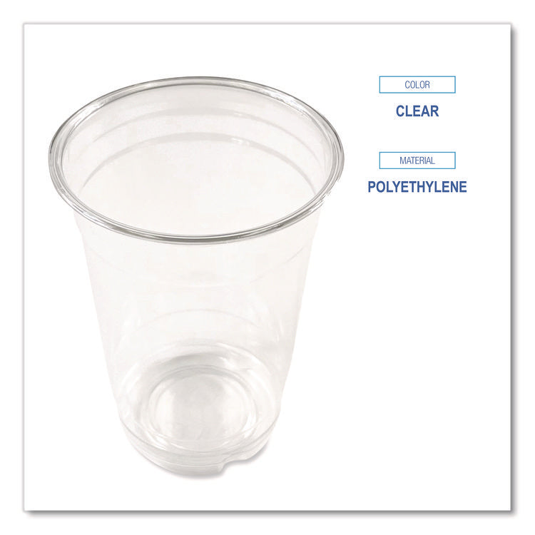Clear Plastic PET Cups, 14 oz, 50/Bag, 20 Bags/Carton
