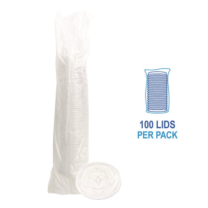 Crystal-Clear Cold Cup Straw-Slot Lids, Fits 9 oz to 10 oz Cold Cups, Plastic, Clear, 100/Pack