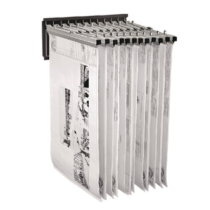 Large File Blueprint Pivot Wall Rack, Assorted Document Sizes Accommodated, 11" x 15.8" x 23.9", Black