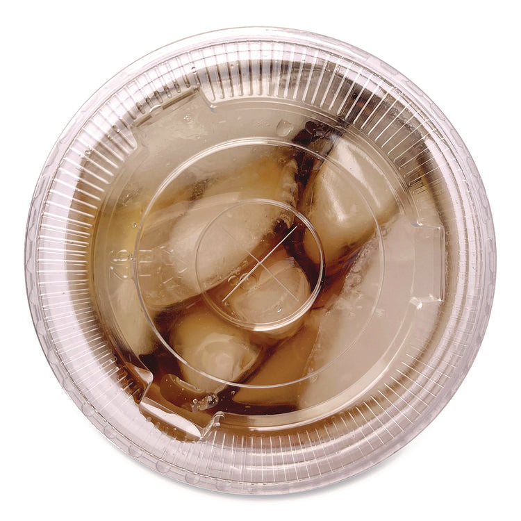 Crystal-Clear Cold Cup Straw-Slot Lids, Fits 9 oz Squat/12 oz Cold Cups, Plastic, Clear, 100/Pack
