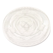 Crystal-Clear Cold Cup Straw-Slot Lids, Fits 9 oz Squat/12 oz Cold Cups, Plastic, Clear, 100/Pack