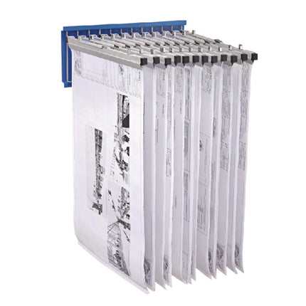Large File Blueprint Pivot Wall Rack, Assorted Document Sizes Accommodated, 11" x 15.8" x 23.9", Blue