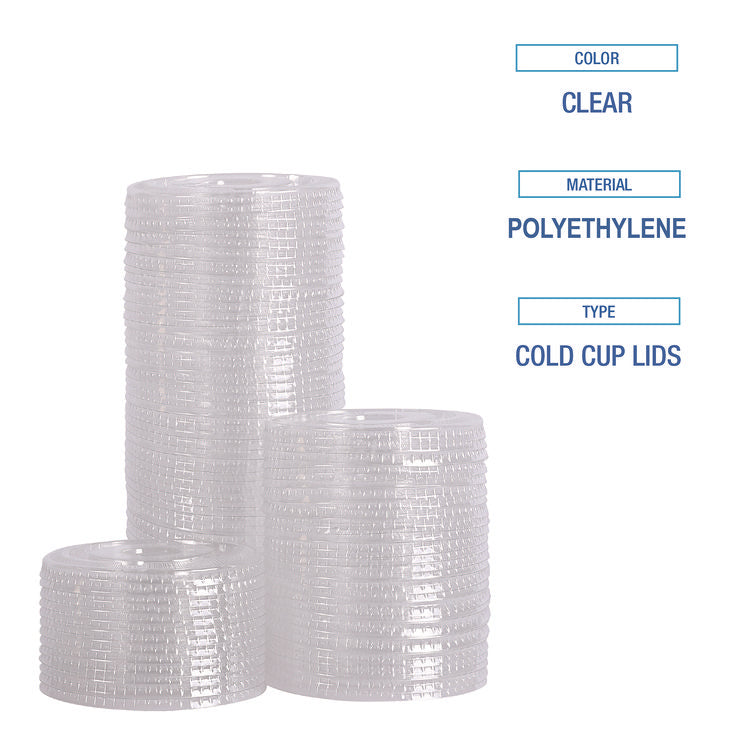 Crystal-Clear Cold Cup Straw-Slot Lids, Fits 9 oz Squat/12 oz Cold Cups, Plastic, Clear, 1,000/Carton