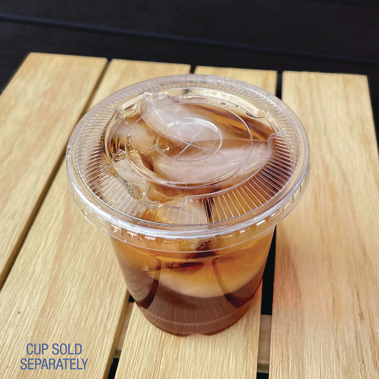 Crystal-Clear Cold Cup Straw-Slot Lids, Fits 9 oz Squat/12 oz Cold Cups, Plastic, Clear, 1,000/Carton