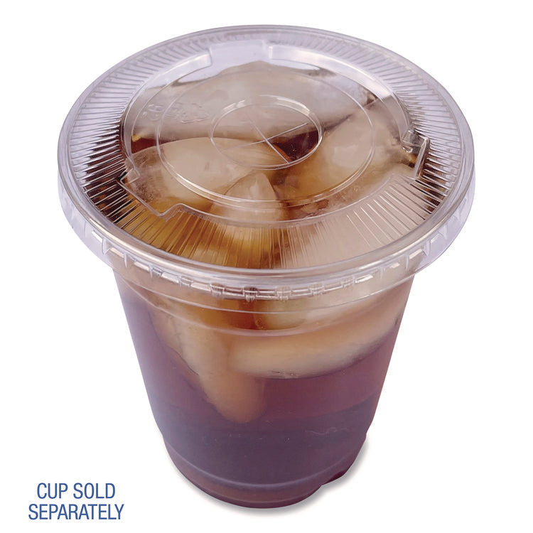 Crystal-Clear Cold Cup Straw-Slot Lids, Fits 9 oz Squat/12 oz Cold Cups, Plastic, Clear, 1,000/Carton