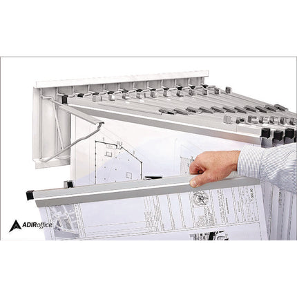 Large File Blueprint Pivot Wall Rack, Assorted Document Sizes Accommodated, 11" x 15.8" x 23.9", White