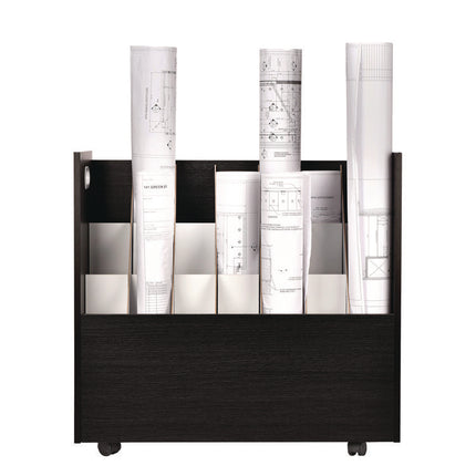 21-Slot Mobile Rolling Wood Blueprint Storage Cabinet Roll File Large Document Organizer, 30 x 15.75 x 28.5, Black