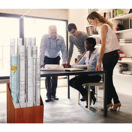 Upright Blueprint Rolled File Corrugated Box, 12 Compartments, 15 x 12 x 22, Oak