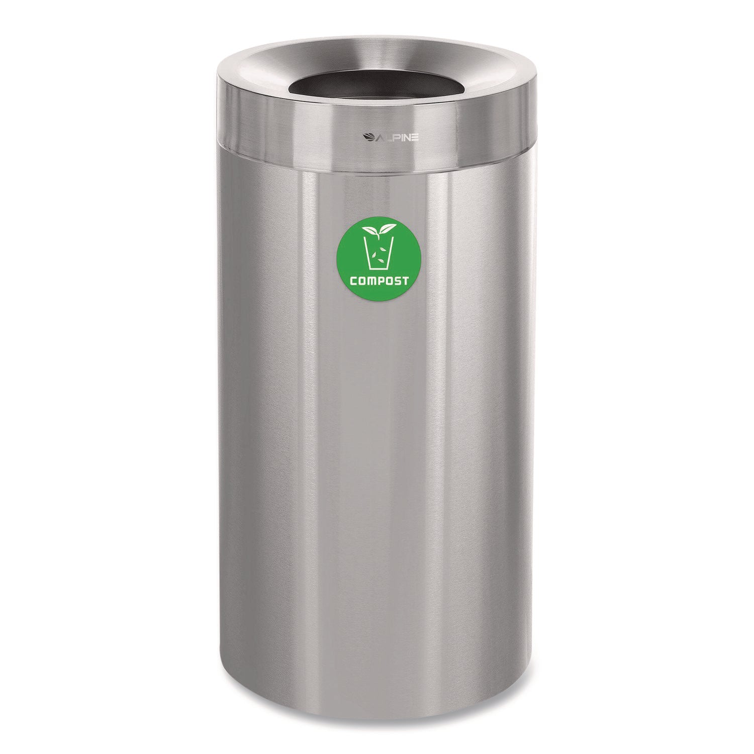 27 Gallon Stainless Steel Compost Can, Brushed Stainless Steel