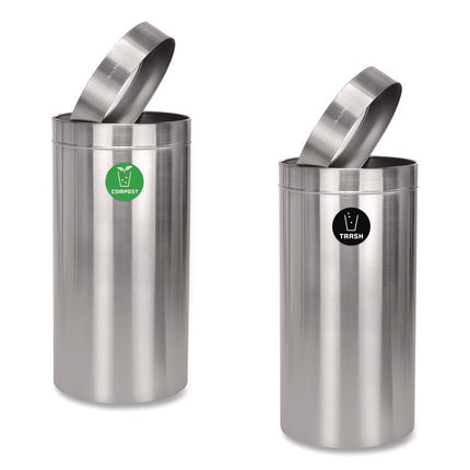 27 Gallon Stainless Steel Compost Bin and Trash Can, Brushed Stainless Steel