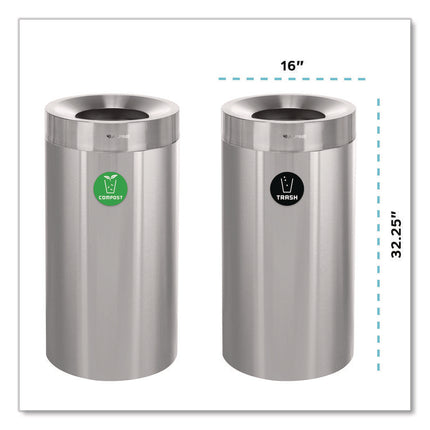 27 Gallon Stainless Steel Compost Bin and Trash Can, Brushed Stainless Steel