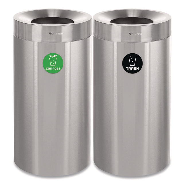 27 Gallon Stainless Steel Compost Bin and Trash Can, Brushed Stainless Steel