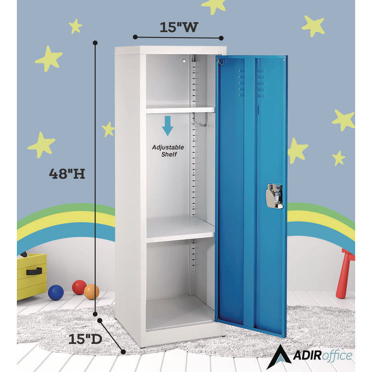 Steel Storage Locker, 1 Compartment, 15 x 15 x 48, Blue