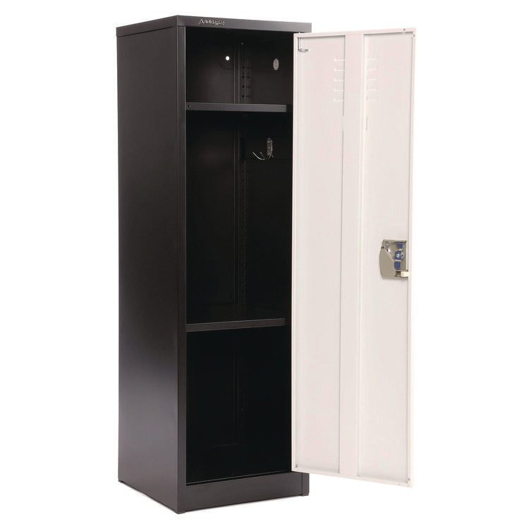 Steel Storage Locker, 1 Compartment, 15 x 15 x 48, Black Body/White Doors