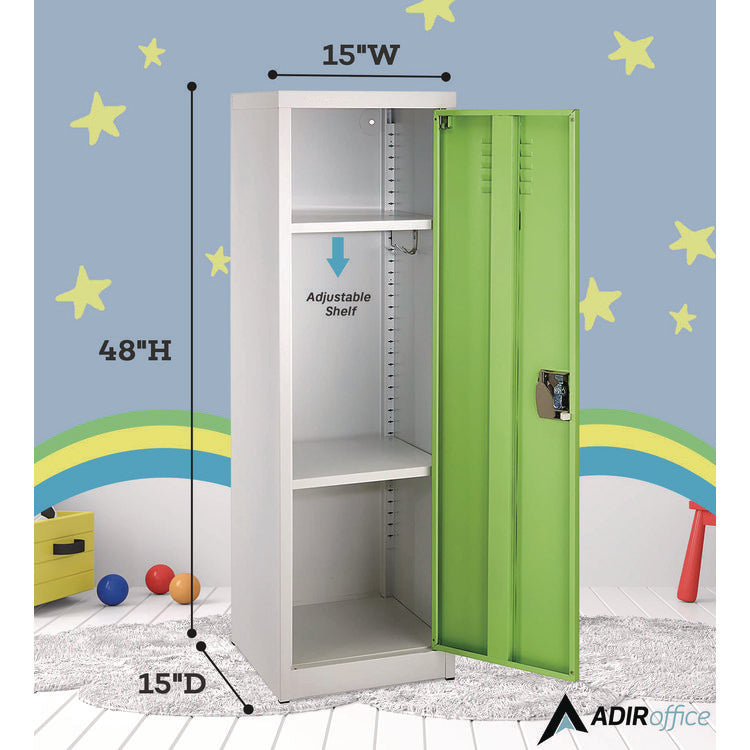 Steel Storage Locker, 1 Compartment, 15 x 15 x 48, Green