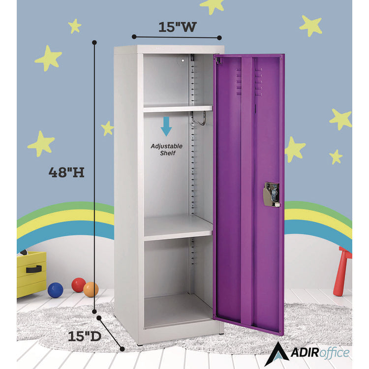 Steel Storage Locker, 1 Compartment, 15 x 15 x 48, Purple
