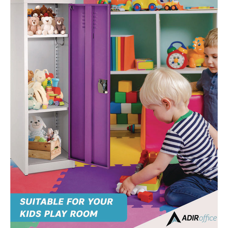 Steel Storage Locker, 1 Compartment, 15 x 15 x 48, Purple