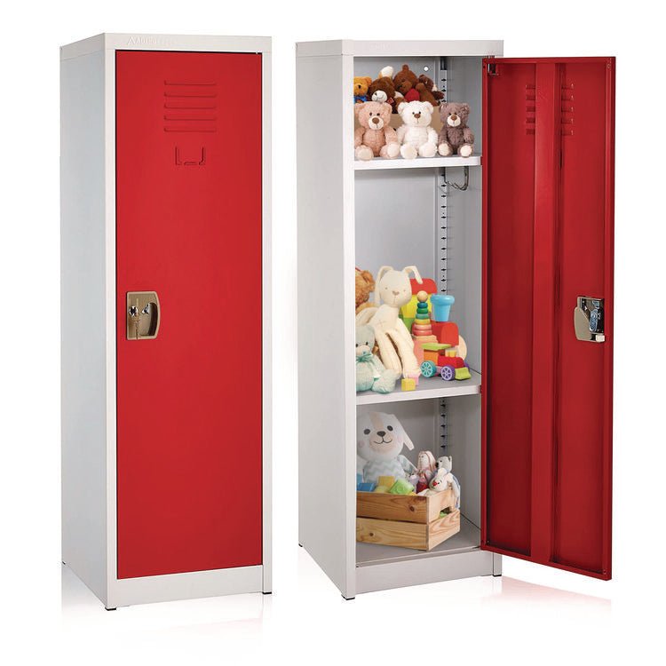 Steel Storage Locker, 1 Compartment, 15 x 15 x 48, Red