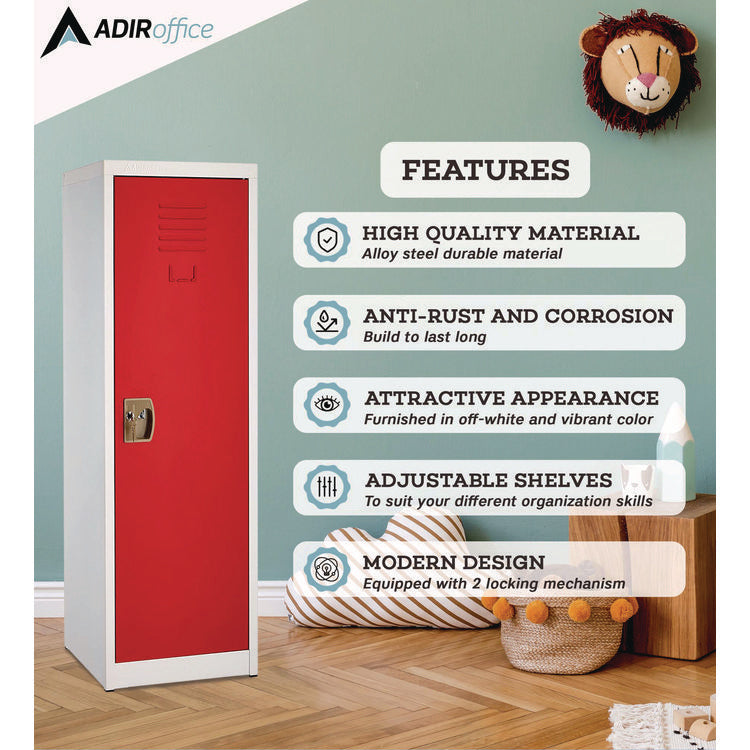 Steel Storage Locker, 1 Compartment, 15 x 15 x 48, Red