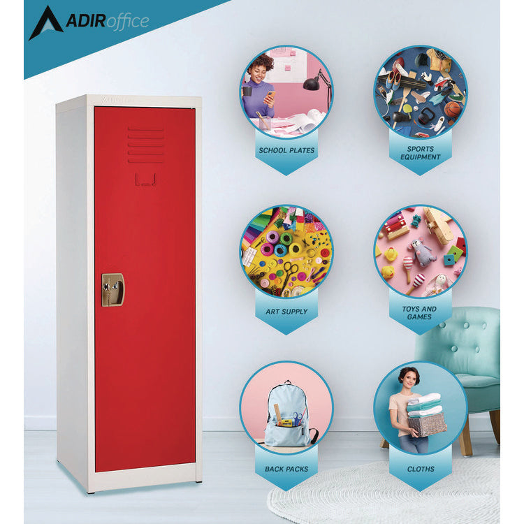 Steel Storage Locker, 1 Compartment, 15 x 15 x 48, Red