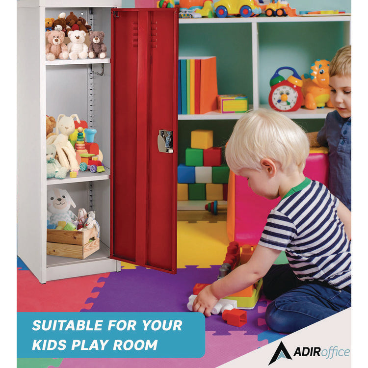 Steel Storage Locker, 1 Compartment, 15 x 15 x 48, Red