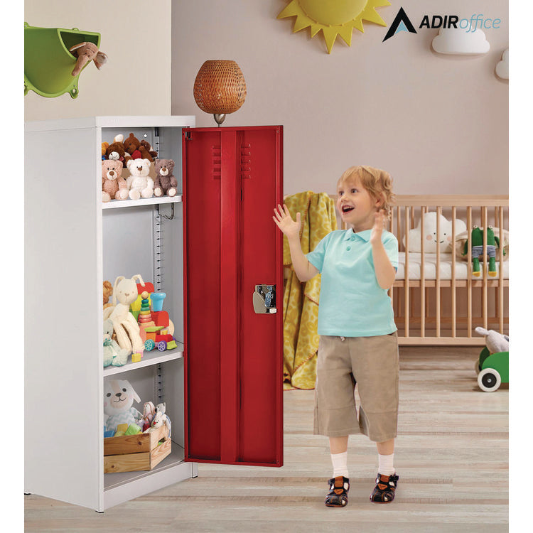 Steel Storage Locker, 1 Compartment, 15 x 15 x 48, Red
