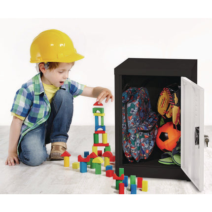 Steel Storage Locker, 1 Compartment, 15 x 15 x 24, Black Body/White Doors