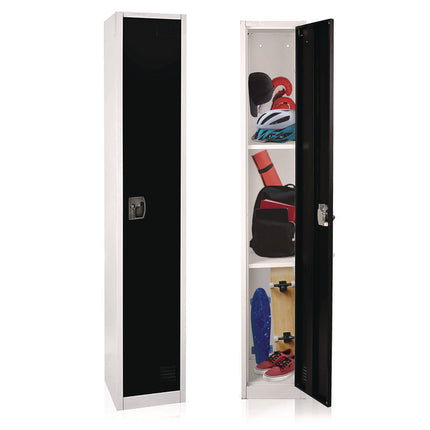 Steel Storage Locker, 1 Compartment, 12 x 12 x 72, Black