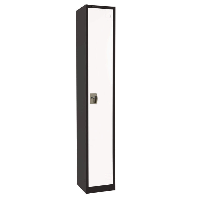 Steel Storage Locker, 1 Compartment, 12 x 12 x 72, Black Body/White Doors