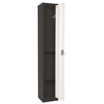 Steel Storage Locker, 1 Compartment, 12 x 12 x 72, Black Body/White Doors